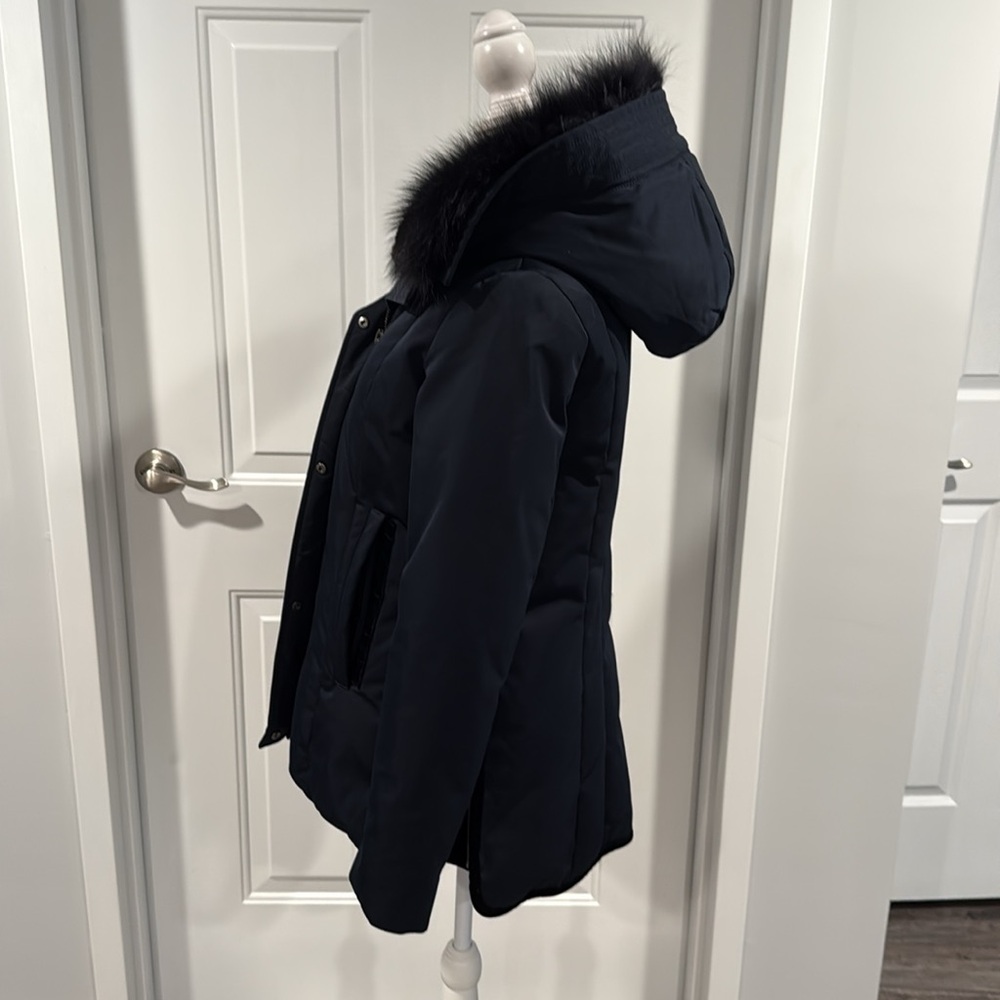 NWT Dawn Levy Luka Abyss Down Parka Hooded Coat Jacket Velvet Genuine Fur Trim - Picture 4 of 16